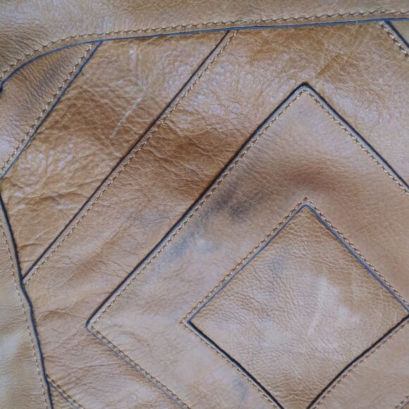 Lucky Brand Large Brown Leather Tote Shoulder Bag Distressed Y2K Boho Festival - Picture 3 of 14